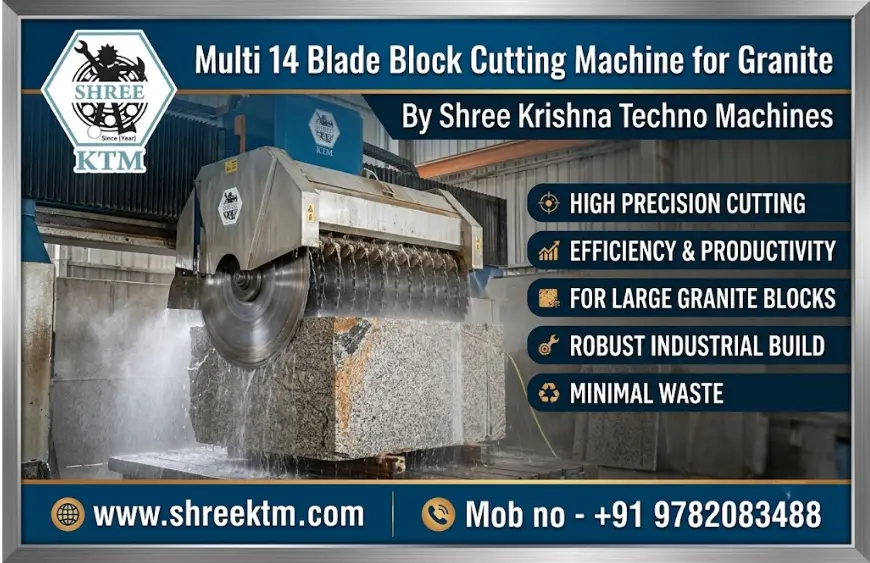 Multi 14 Blade Block Cutting Machine for Granite by Shree Krishna Techno Machines